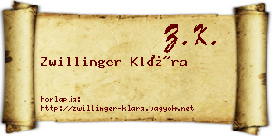 Zwillinger Klára névjegykártya